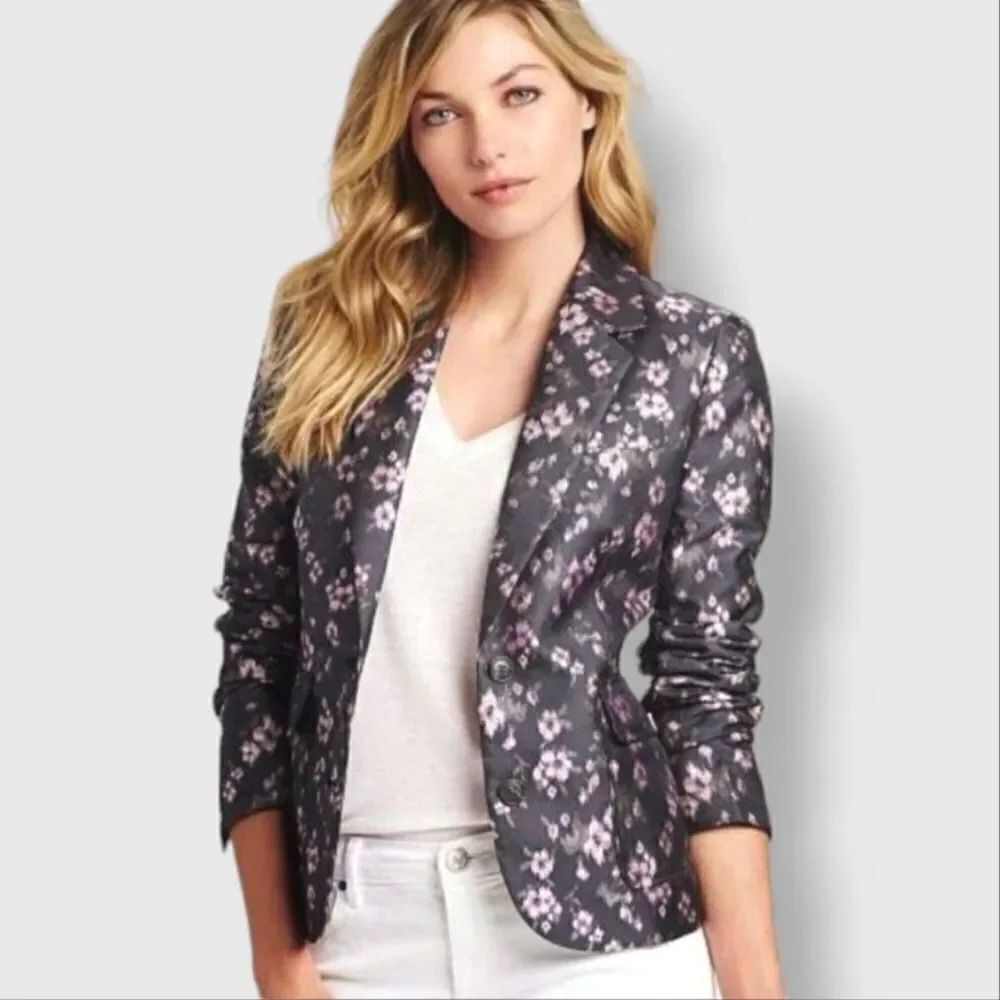 NEW Victoria's Secret Jessica Hart 2014 Jacquard Blazer Jacket in Gray/Pink Sz 0